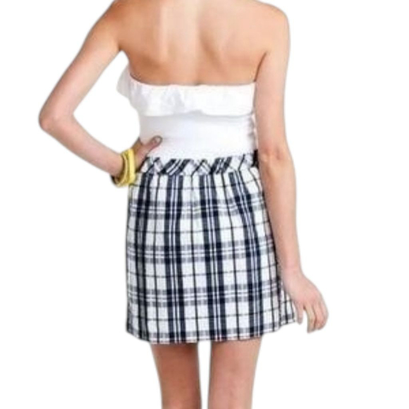 Lilly Pulitzer Esmeralda Strapless Dress True Navy Plaid Medium - Picture 2 of 10